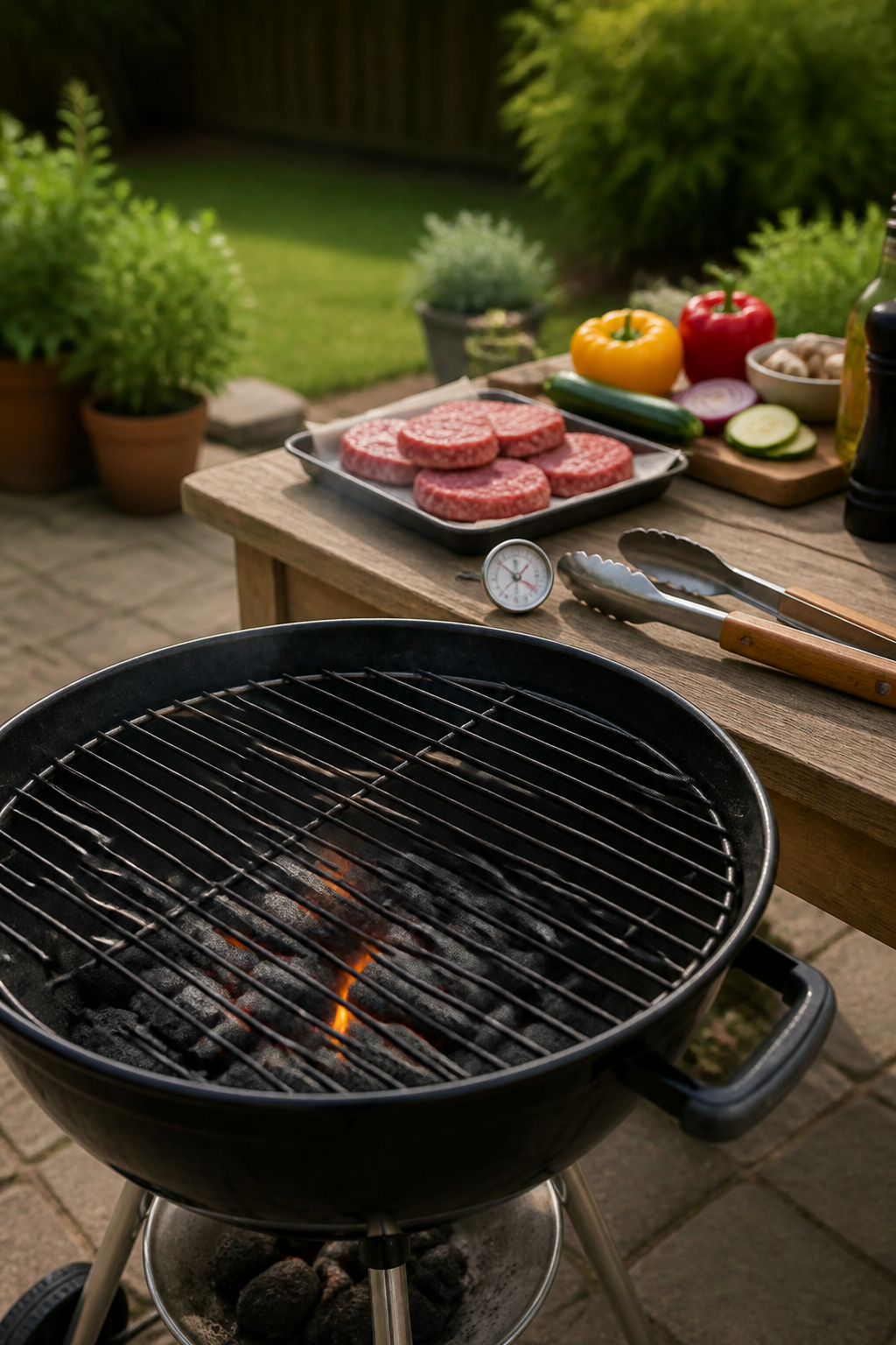 A stunning editorial photograph of a massive, beautifully seasoned brisket resting on a large wooden cutting board outdoors